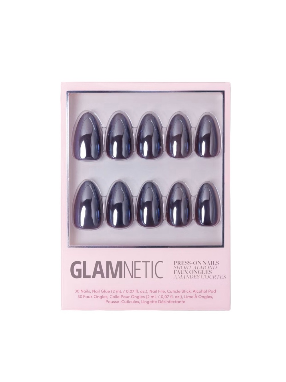 GLAMNETIC Press-On Nails - Burgundy Chrome